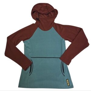 NEW 2025 Melanzana Women's XS Micro Grid Hoodie V2 Turquiose / Bark , Blue Brown